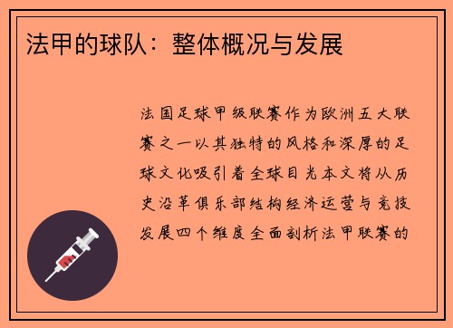法甲的球队：整体概况与发展